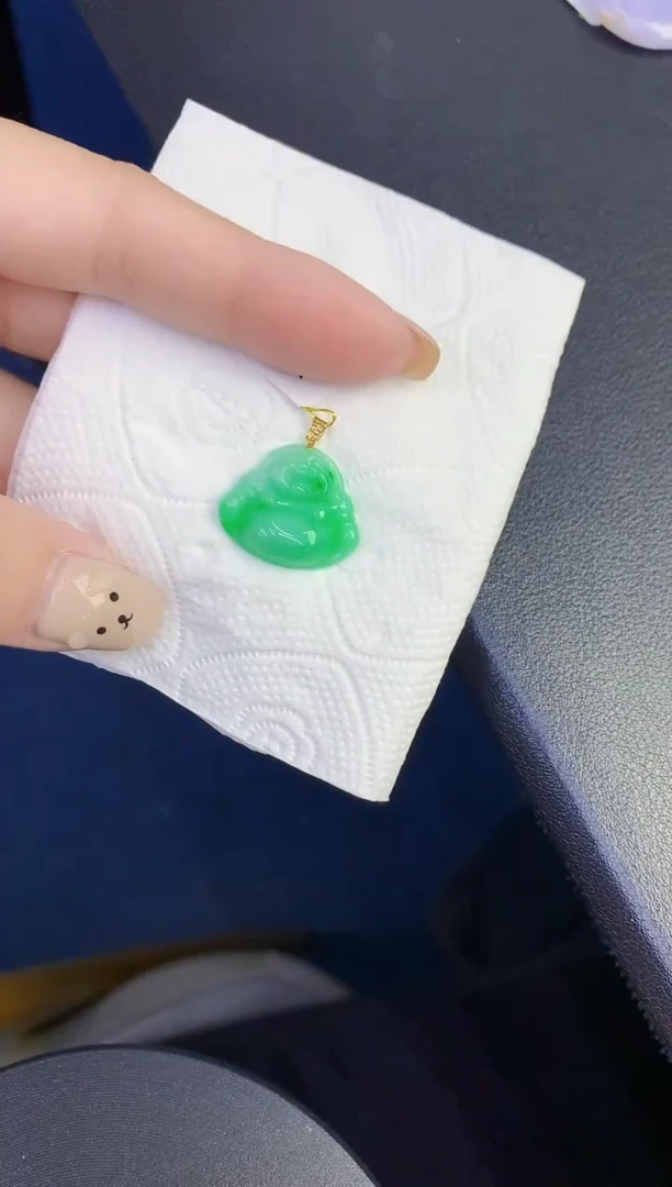 颈饰18K金镶嵌翡翠缅甸天然翡翠a货