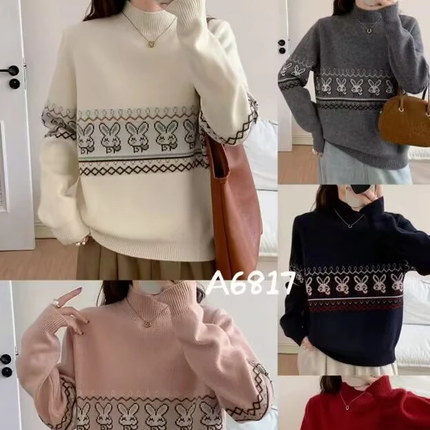 （香香A6817）百搭韩系兔子套头毛衣女