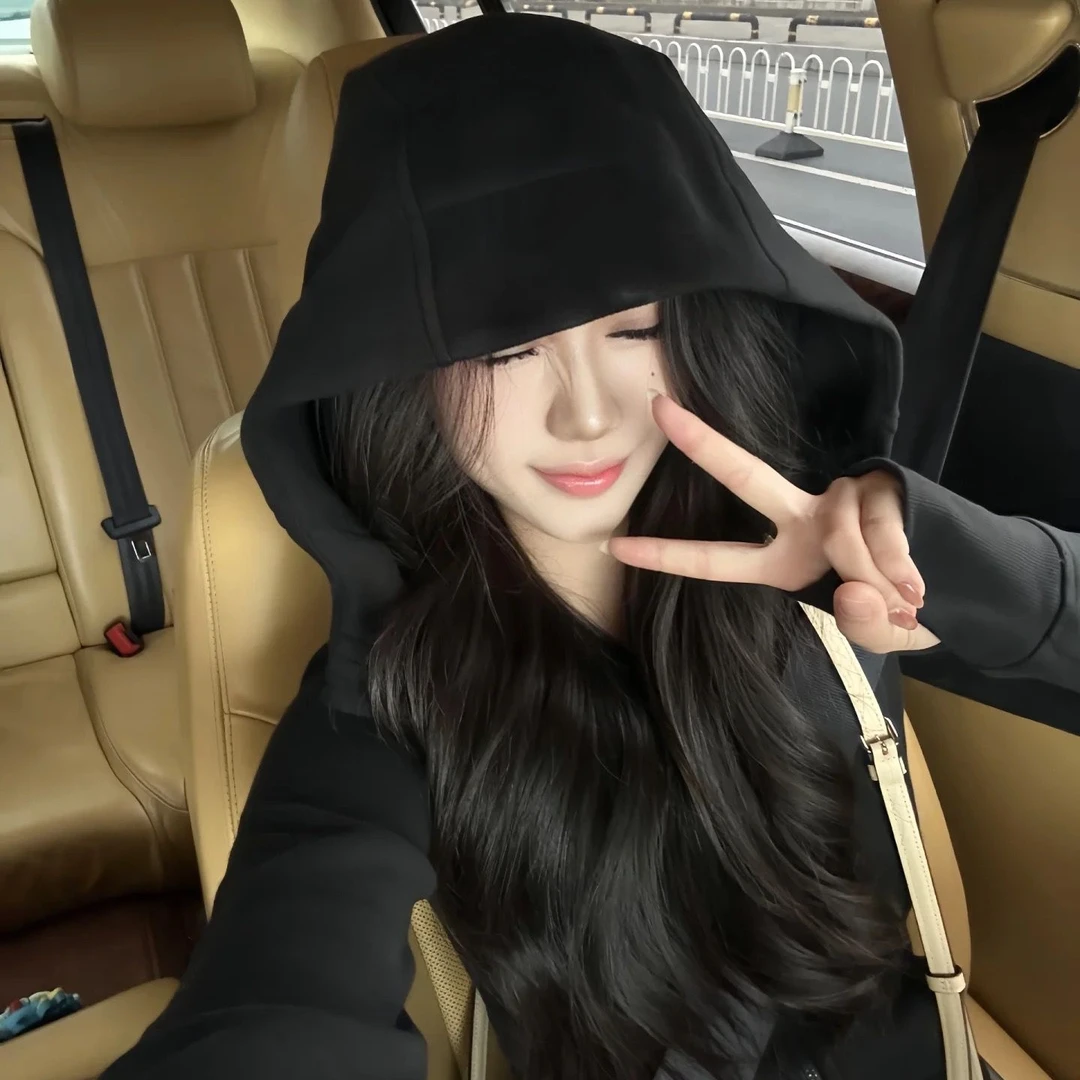 一模一样的小章鱼家同款系列全拉链修身长袖连帽卫衣女-4841