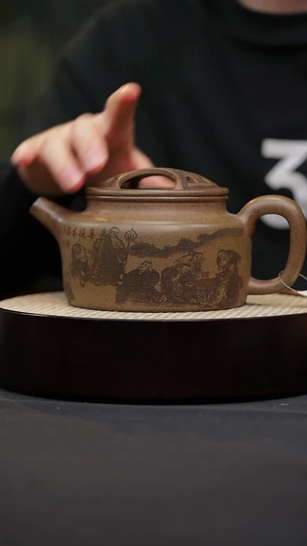 茶壶紫砂26 虎皮金砂牛盖汉瓦原矿紫砂壶