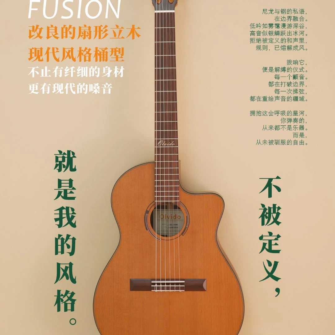 OLVIDO奥薇朵跨界古典尼龙弦吉他14品接柄电箱薄桶形39寸36寸