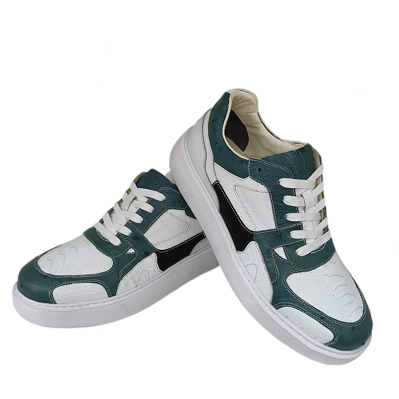 私人订制鸵鸟浅色系撞色休闲板鞋