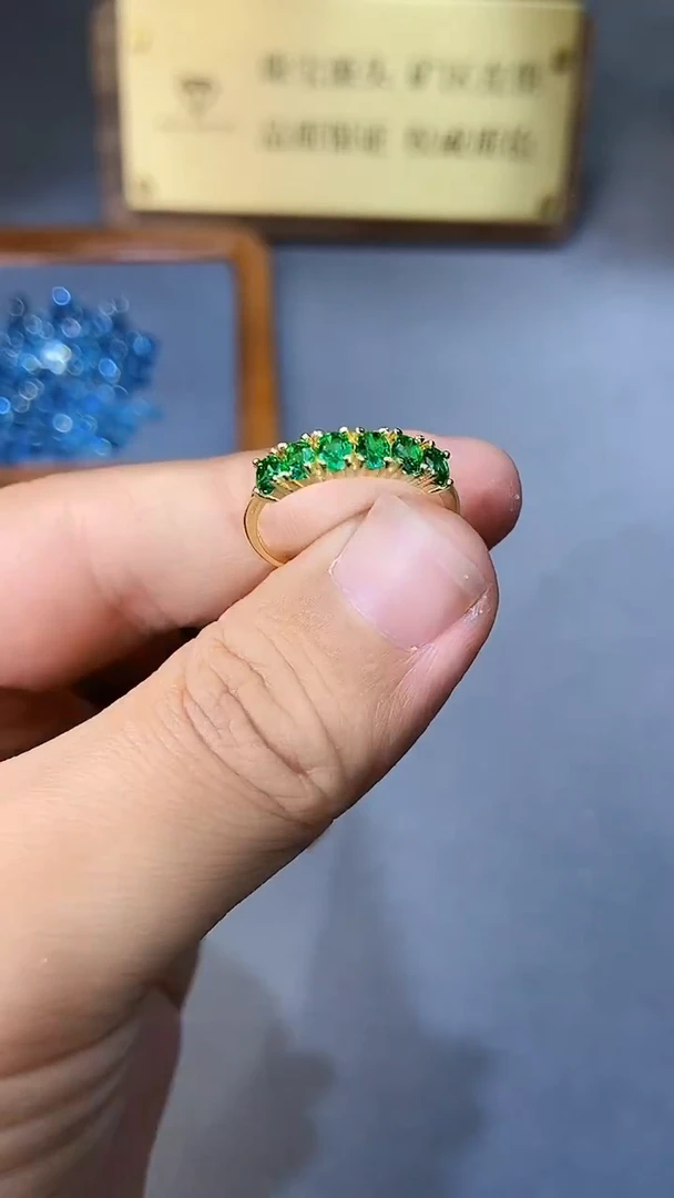 【闪购商品】祖母绿戒指银S925镶嵌354