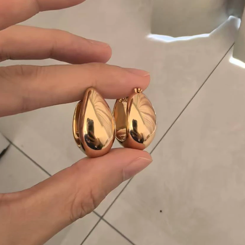 【素金特价】18K金素金水滴耳扣