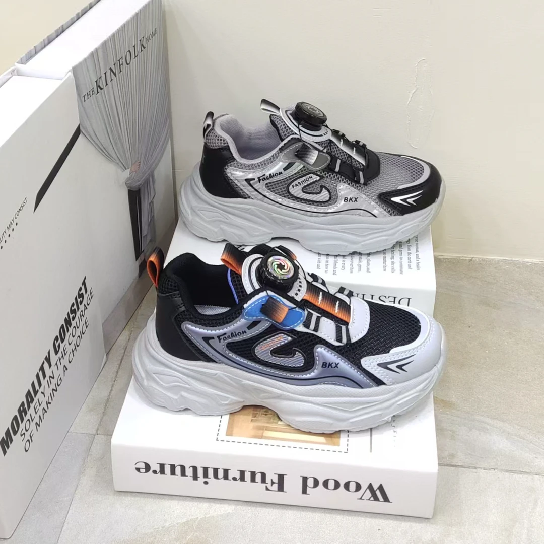 儿童夏季新款07男童透气网面运动鞋中大童老爹鞋轻便休闲鞋