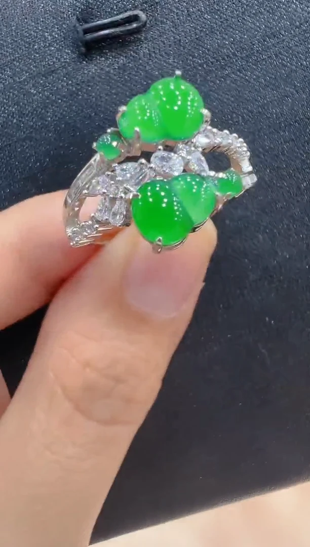 银S925镶嵌戒指翡翠多样性团购发一件
