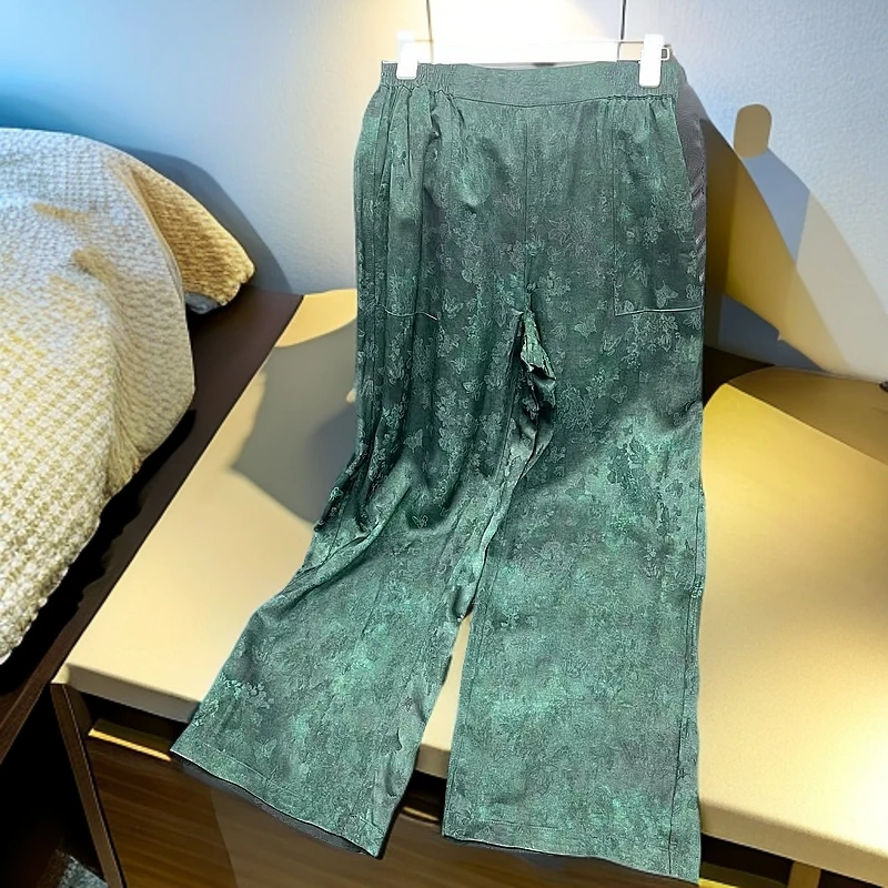 【提花绞罗】香云老料春秋季新款国风新中式时尚气质直筒裤8162