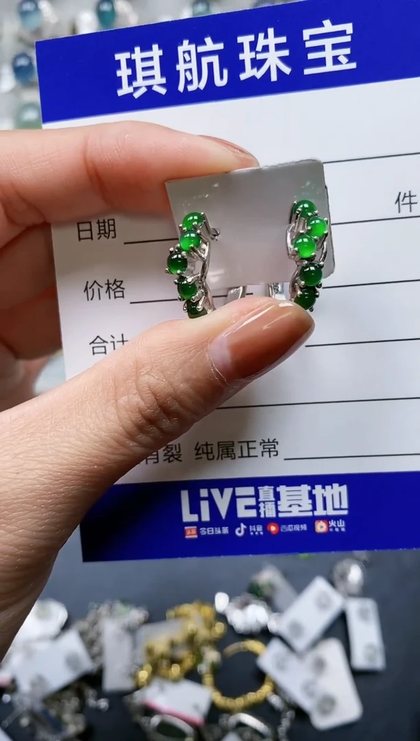 【闪购商品】翡翠耳饰银S925镶嵌0652