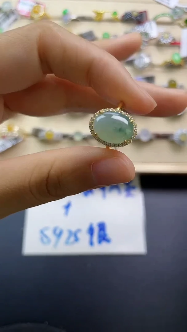 银S925镶嵌戒指翡翠翡翠 蛋面 银S925镶嵌