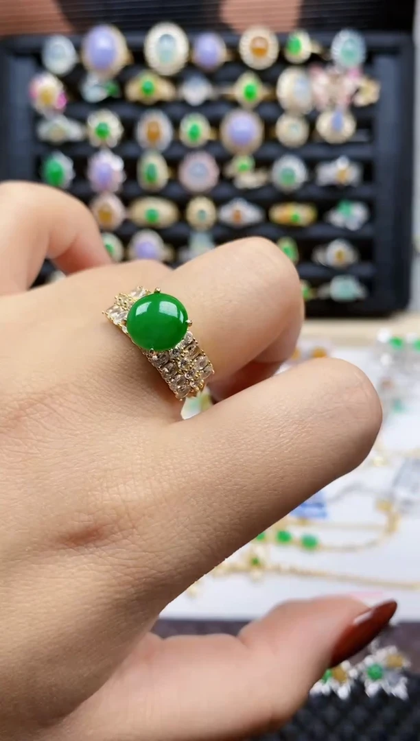 银S925镶嵌戒指翡翠148