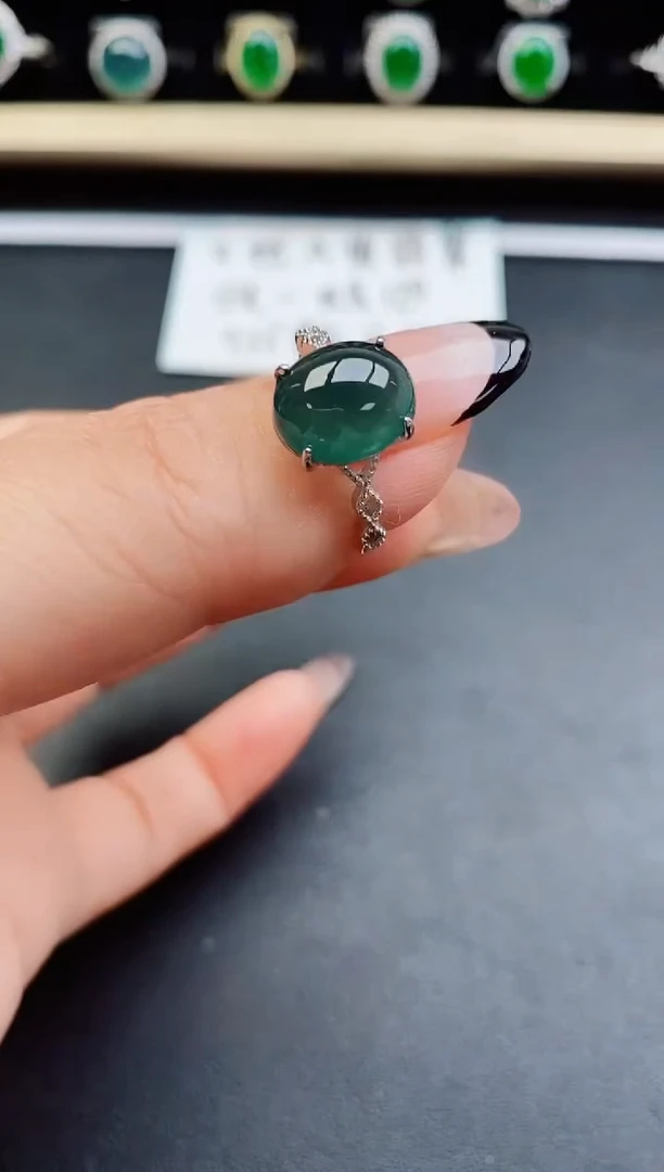 翡翠戒指银S925镶嵌50800