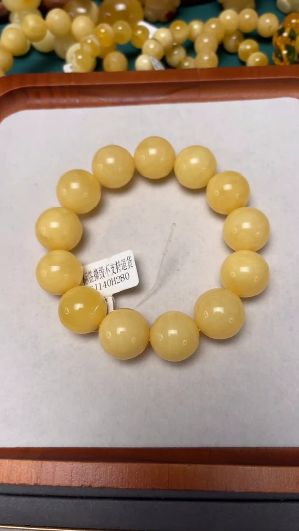 手串蜜蜡未镶嵌p64精品白蜡单圈 45.73克 18mm