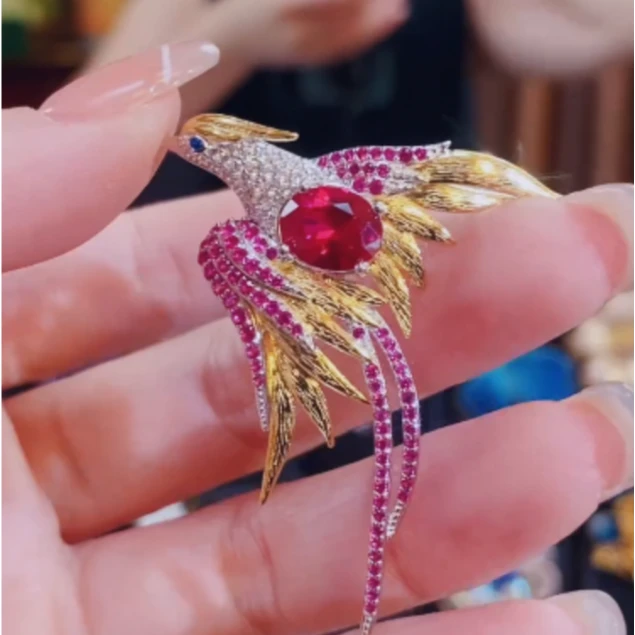 kasiya/卡思雅 925银胸针 高档气质浴火凤凰胸针百搭款