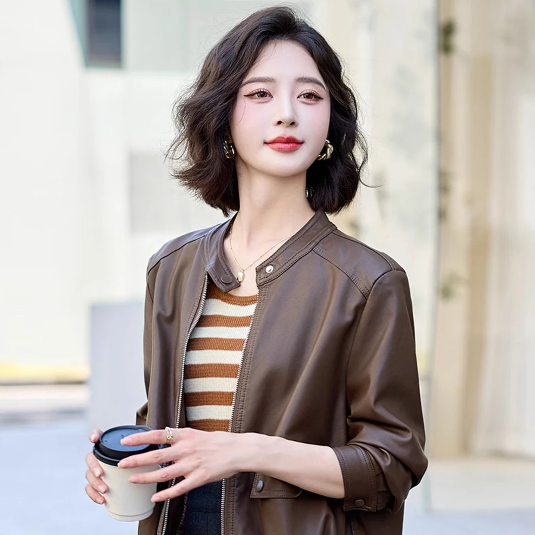 常规短款皮衣韩版大码真皮女外套短外套皮夹克宽松