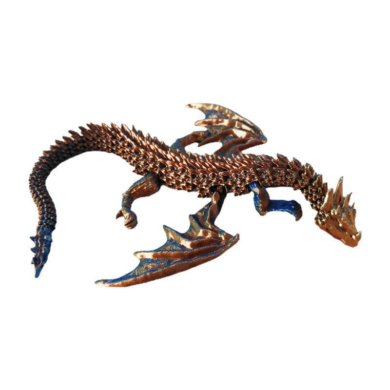 3D打印带翅膀恶龙关节龙模型关节可动西方龙玩具手办史矛革摆件