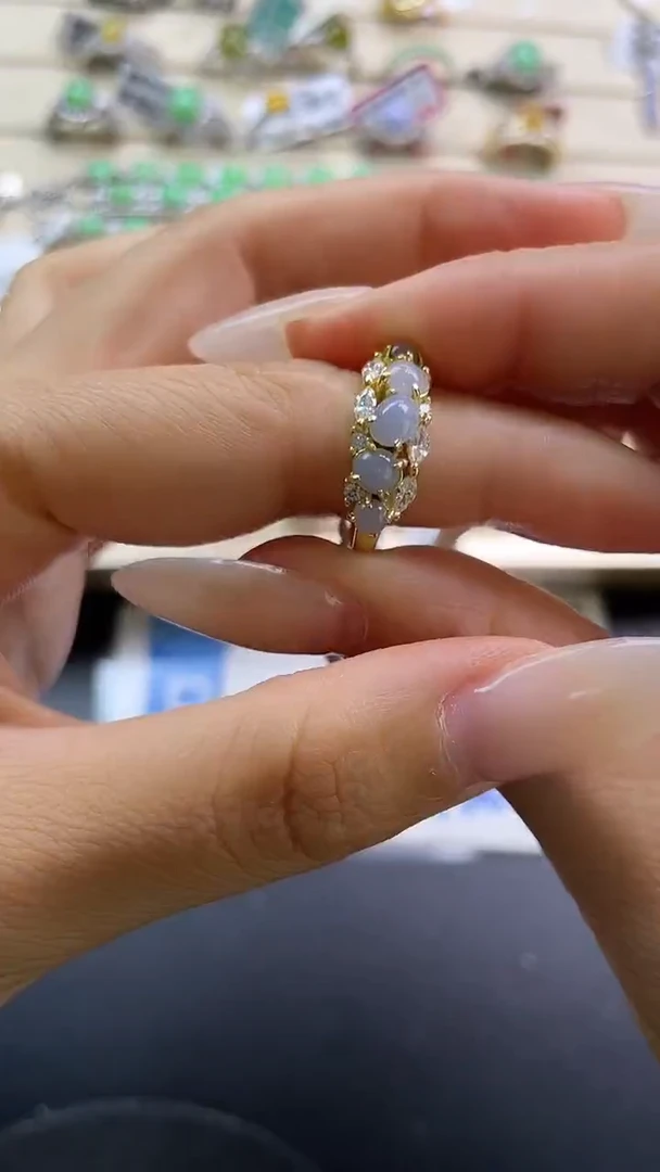 银S925镶嵌戒指翡翠翡翠 蛋面 银S925镶嵌