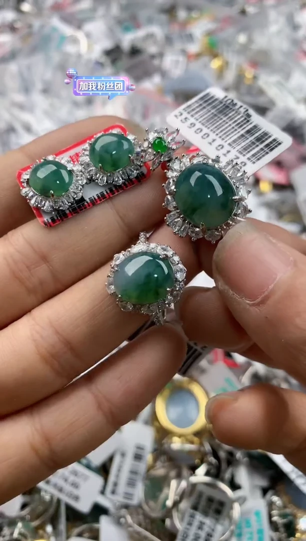 银S925镶嵌戒指翡翠101010----5