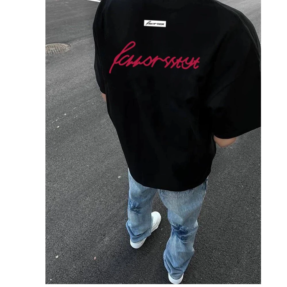 UYH重磅260g克潮牌t恤hiphop英文纯棉短袖t恤男女夏季嘻哈半袖款