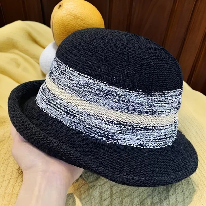 春夏秋季新款卷边百搭编织防晒遮阳太阳帽