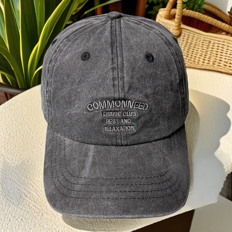 2025复古百搭做旧黑灰色软顶棒球帽牛仔经典水洗