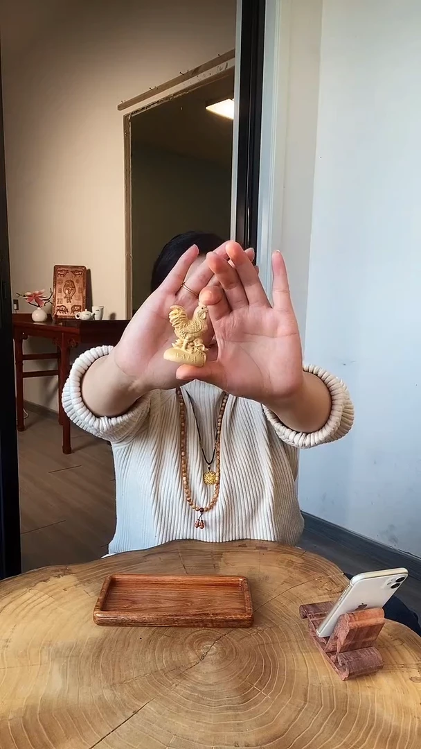 黄杨木大吉大利大鸡大利摆件装饰品手把件