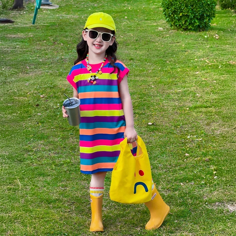 女童连衣裙夏季2025新款儿童多巴胺薄款夏装中大童韩系小女孩裙子