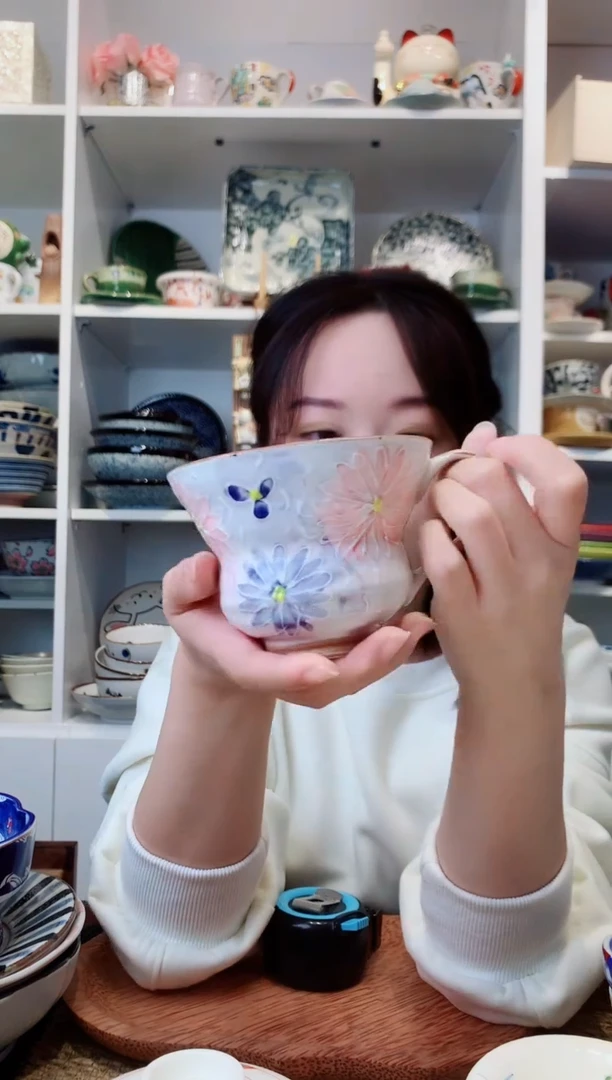 陶瓷【微瑕】粉紫花葫芦马克杯