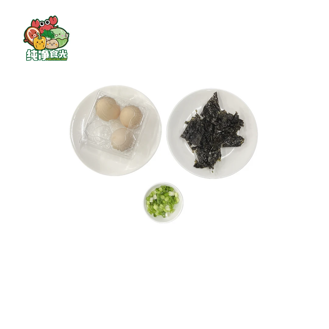 紫菜蛋汤（紫菜约10g+鸡蛋3个+葱花5g）