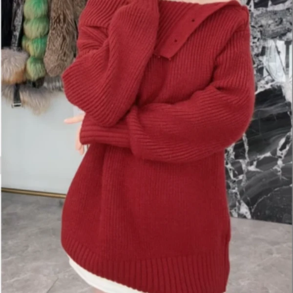 莹莹红人馆【XIAOYU】时尚气质百搭设计师翻领毛衣 71262623 479