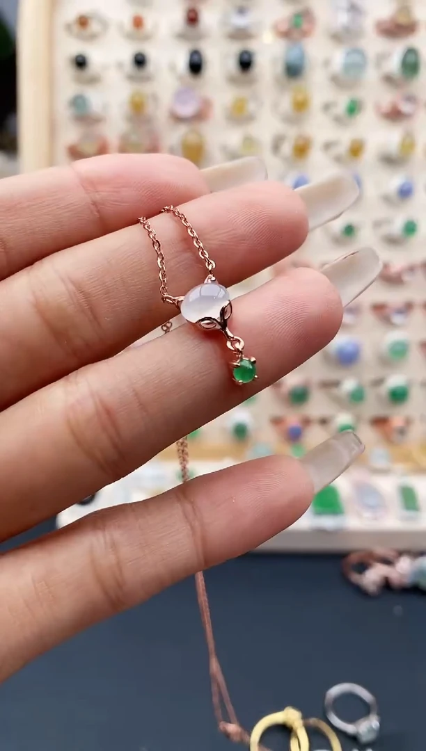 【闪购商品】翡翠戒指银S925镶嵌缅甸天然A货翡翠444  4+5