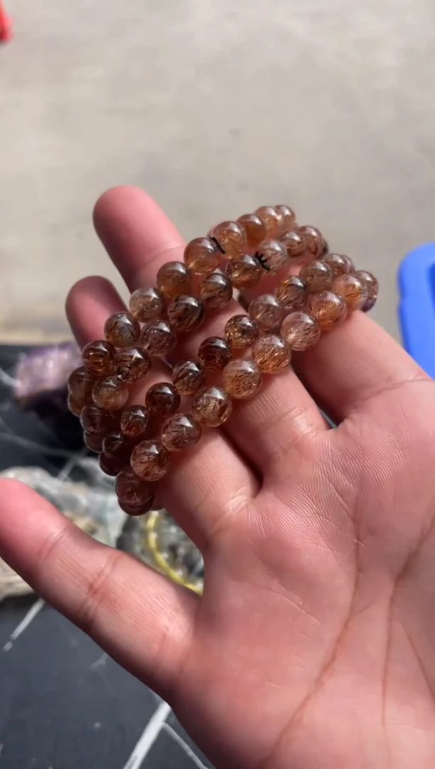 【闪购商品】水晶卡8mm未镶嵌天然黑金超七手串多样性发一