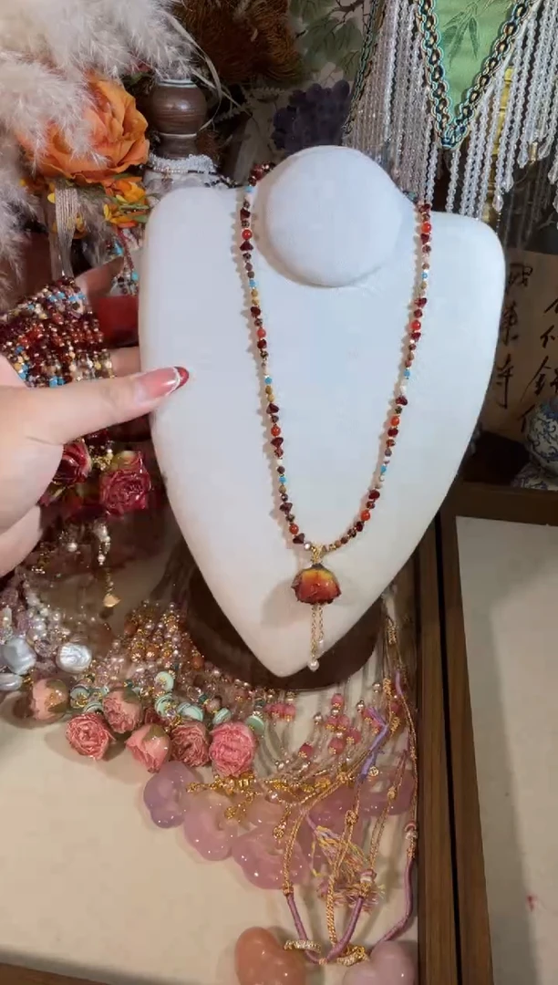 项链未镶嵌淡水珍珠红玫瑰  008