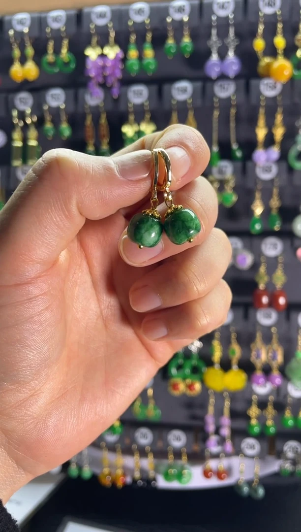 【闪购商品】翡翠耳饰银S925镶嵌971...