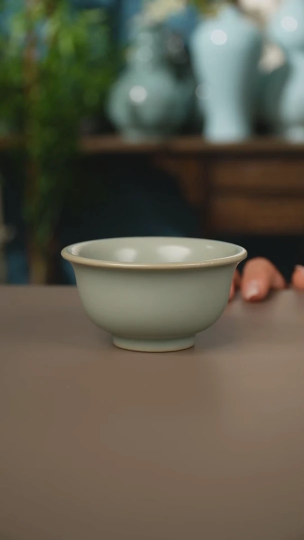 柴烧不开片压手杯瑕疵