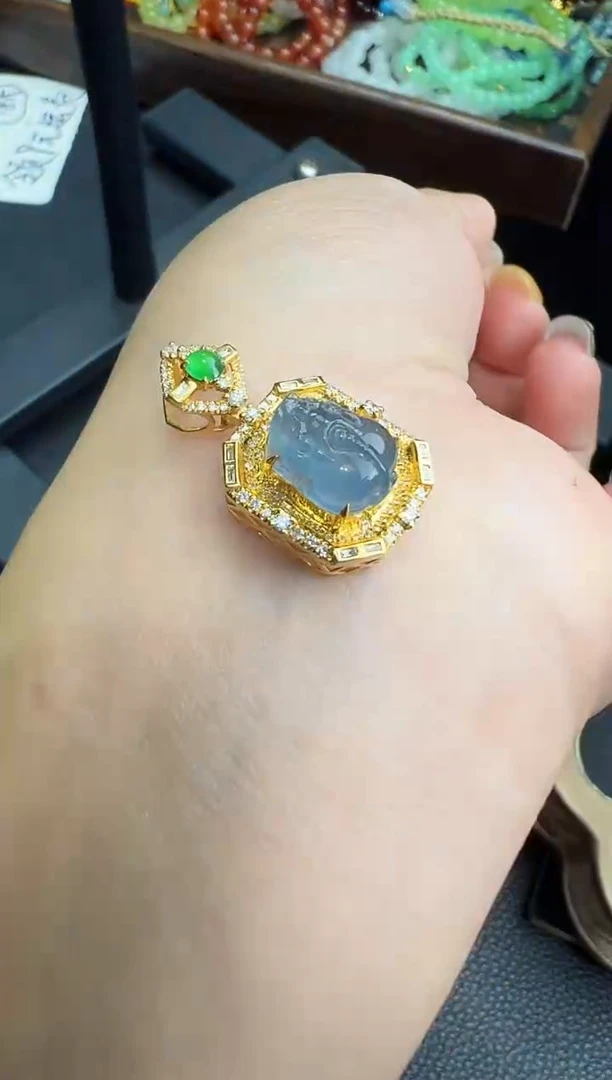 吊坠(不含链)18K金镶嵌翡翠勿拍