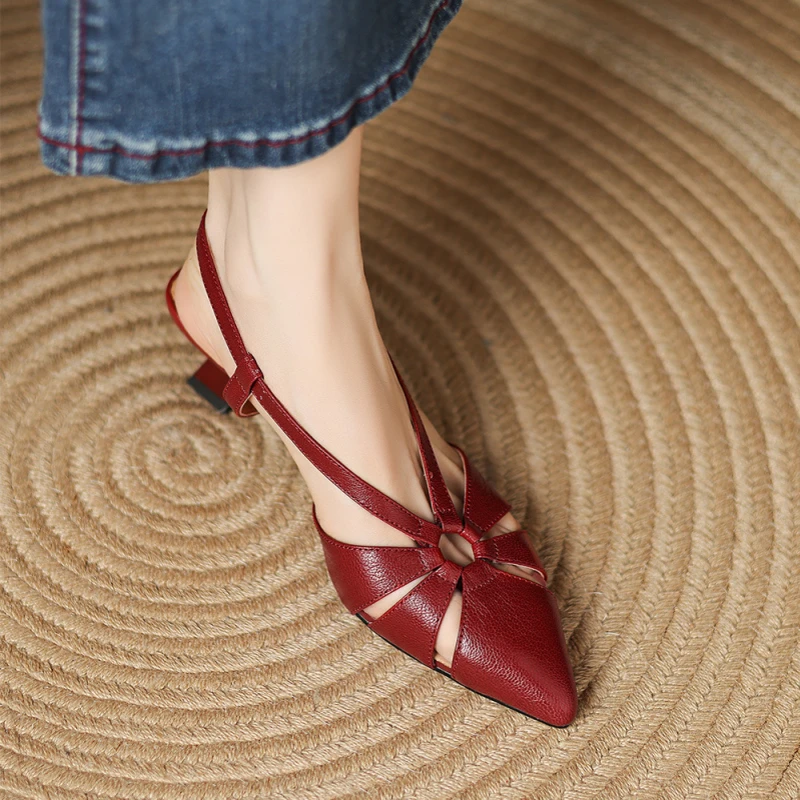 喜婆婆高跟婚礼鞋妈妈粗跟高端女鞋适合参加婚宴庆聚会的尖头凉鞋