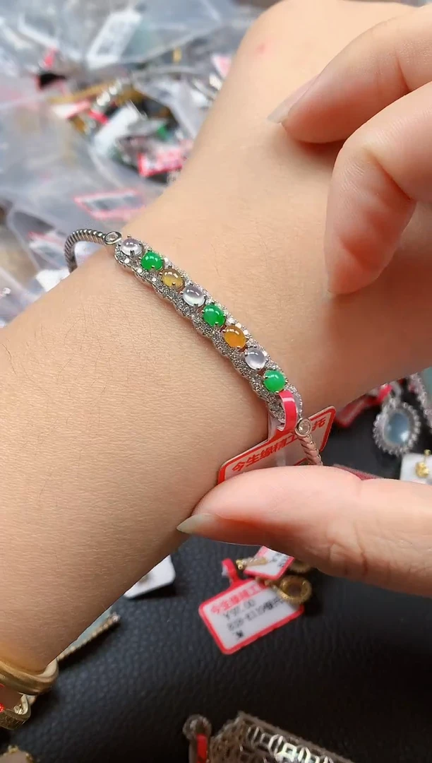 银S925镶嵌戒指翡翠天然A货缅甸翡翠