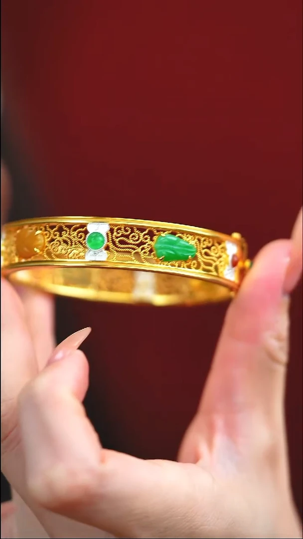 银S925镶嵌手镯翡翠新款