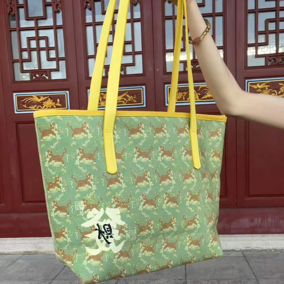 灵隐寺景区同款文创钱袋子水桶包有Q花限定手提款招财纳福手提包