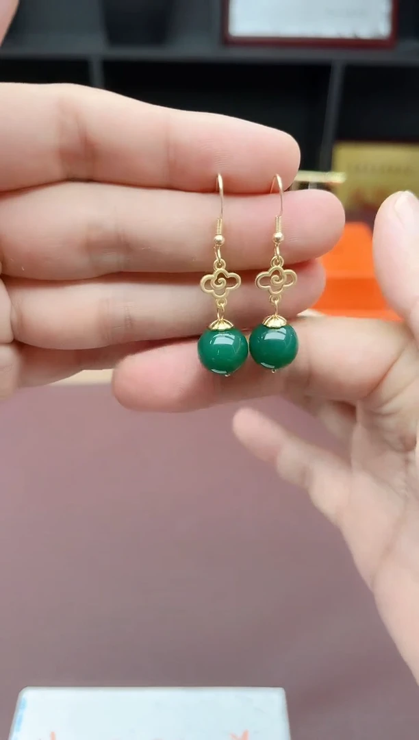 玛瑙/玉髓耳饰银S925镶嵌A01