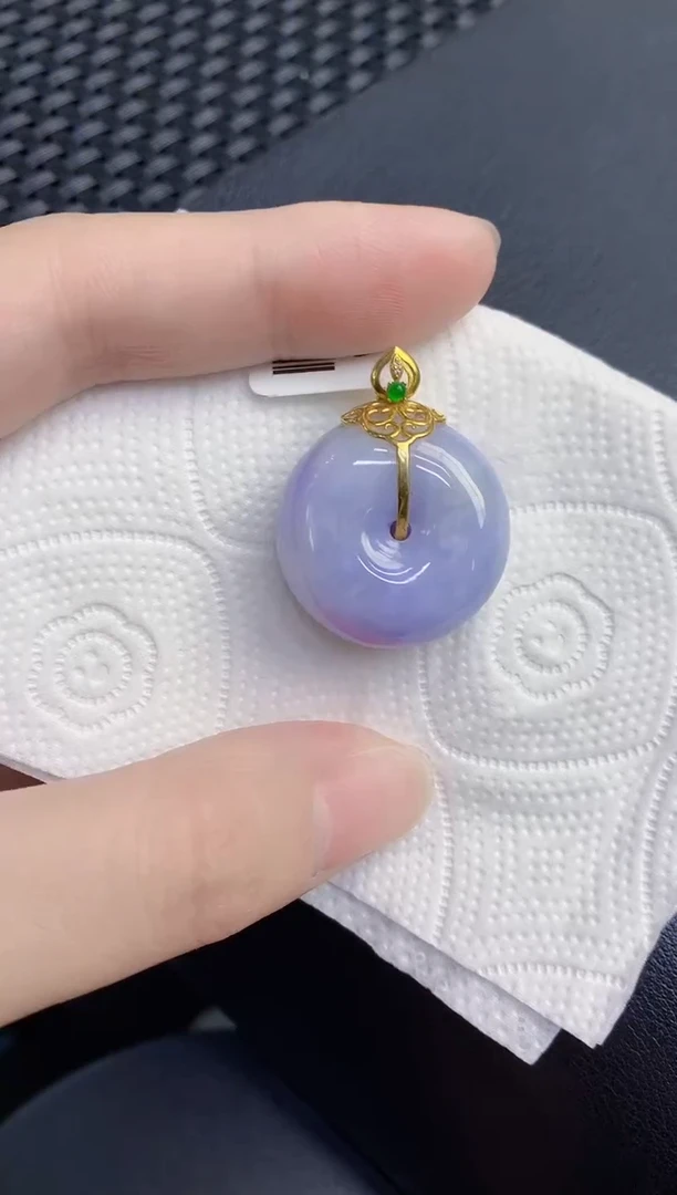 颈饰18K金镶嵌翡翠天然翡翠缅甸A货