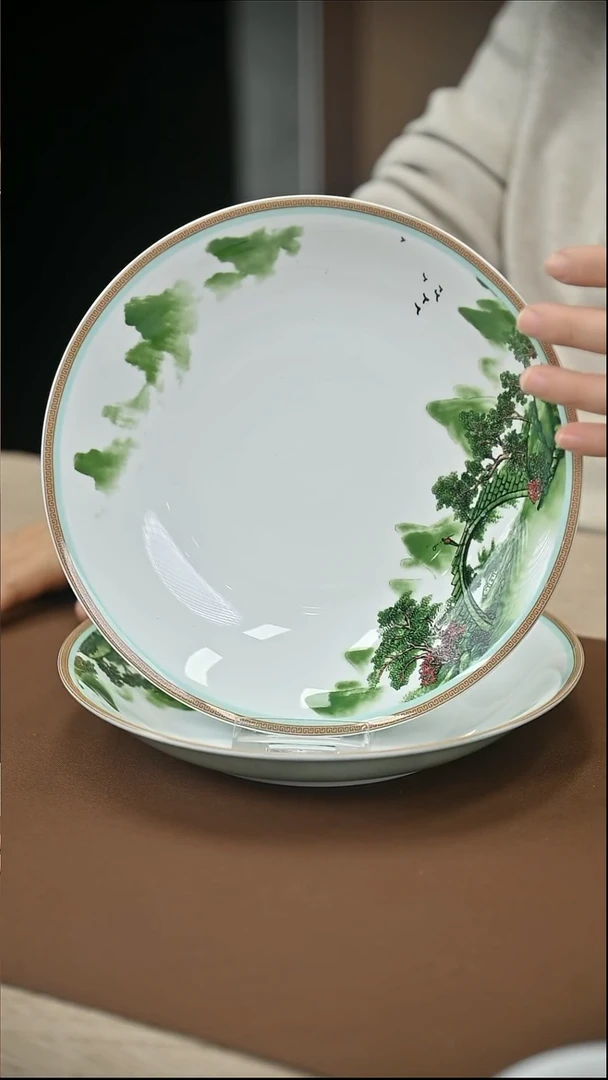 陶瓷9寸菜盘千峰叠翠1件
