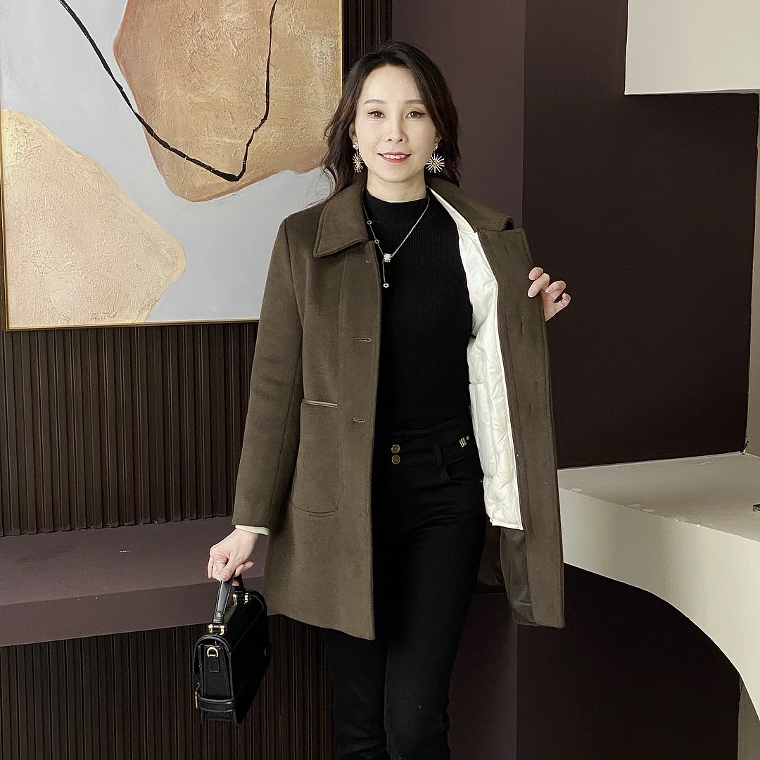 加厚保暖时尚妈妈装气质减龄可拆卸内胆呢子外套中长款过冬大衣