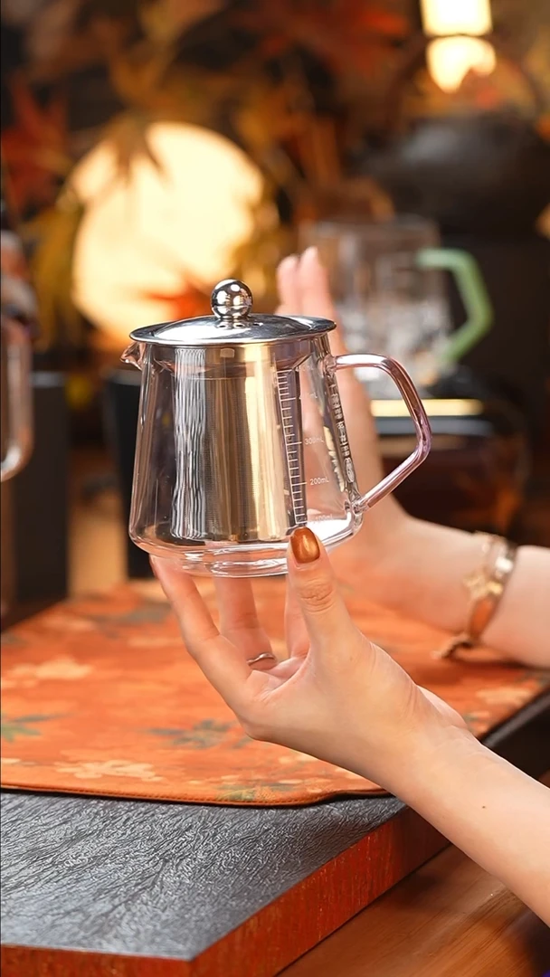 暗香疏影/雅韵刻度量杯/浅粉+不锈钢茶仓