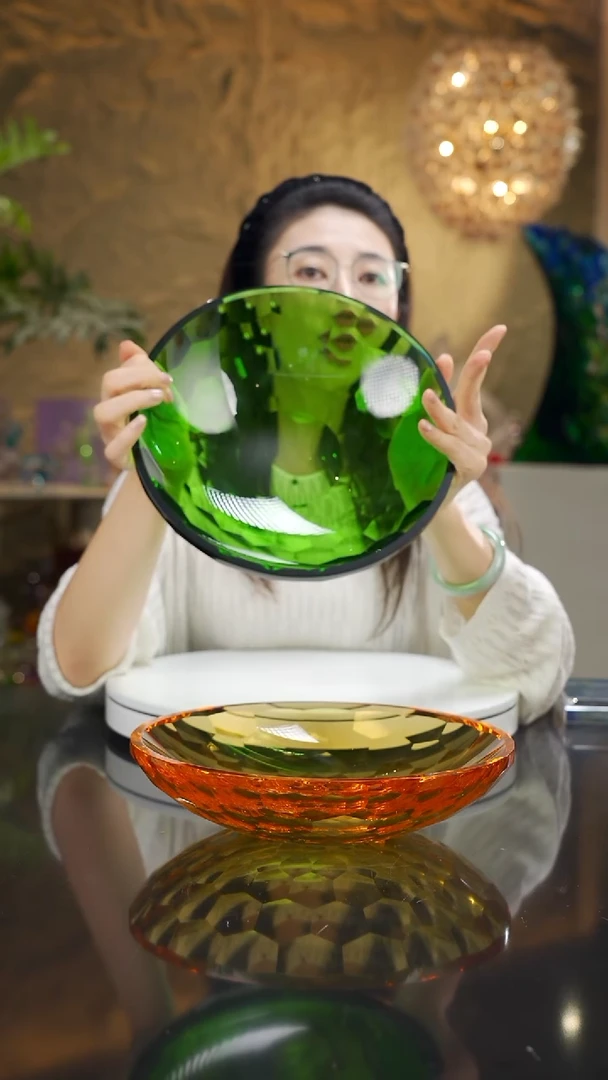 手工艺品琉璃祖母绿切面果盘