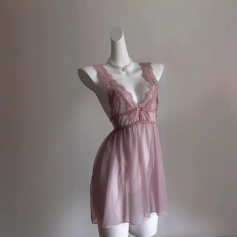 思夜（虞美人）新款舒适睡衣纯色月光纱美背吊带裙家居服吊带裙