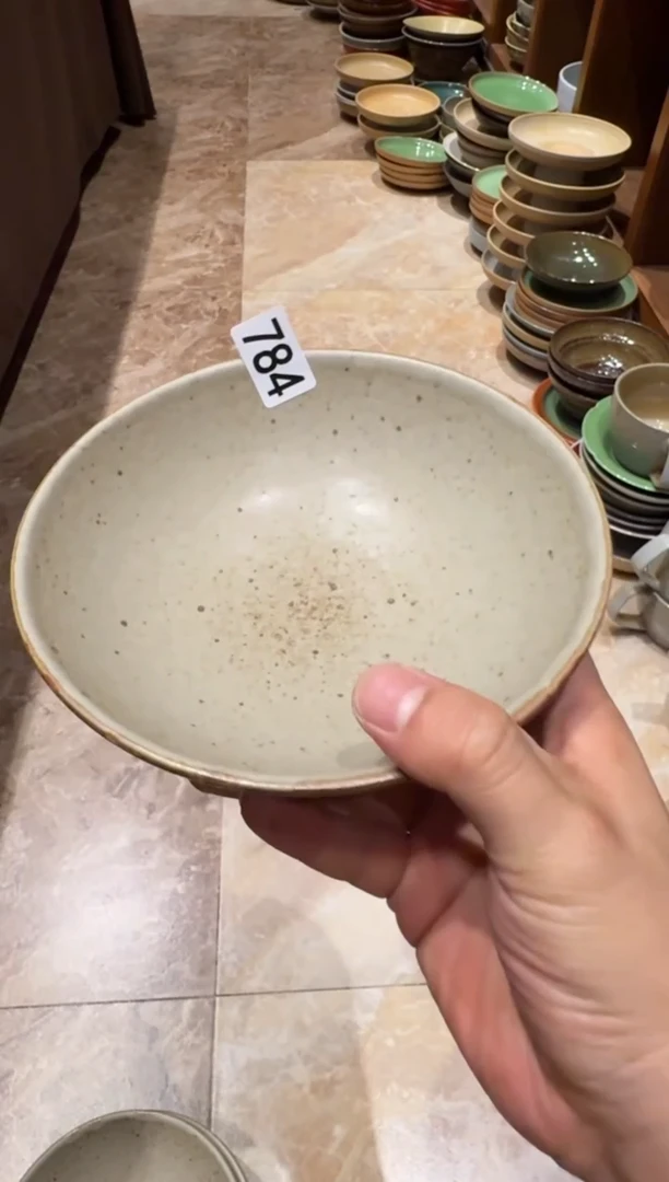 瓷片784 灰色燕麦圆口碗1个