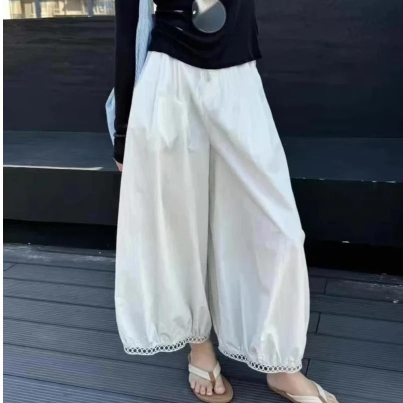 【现货+运补6-10】欧货款百搭镂空蕾丝花边九分小个休闲灯笼裤