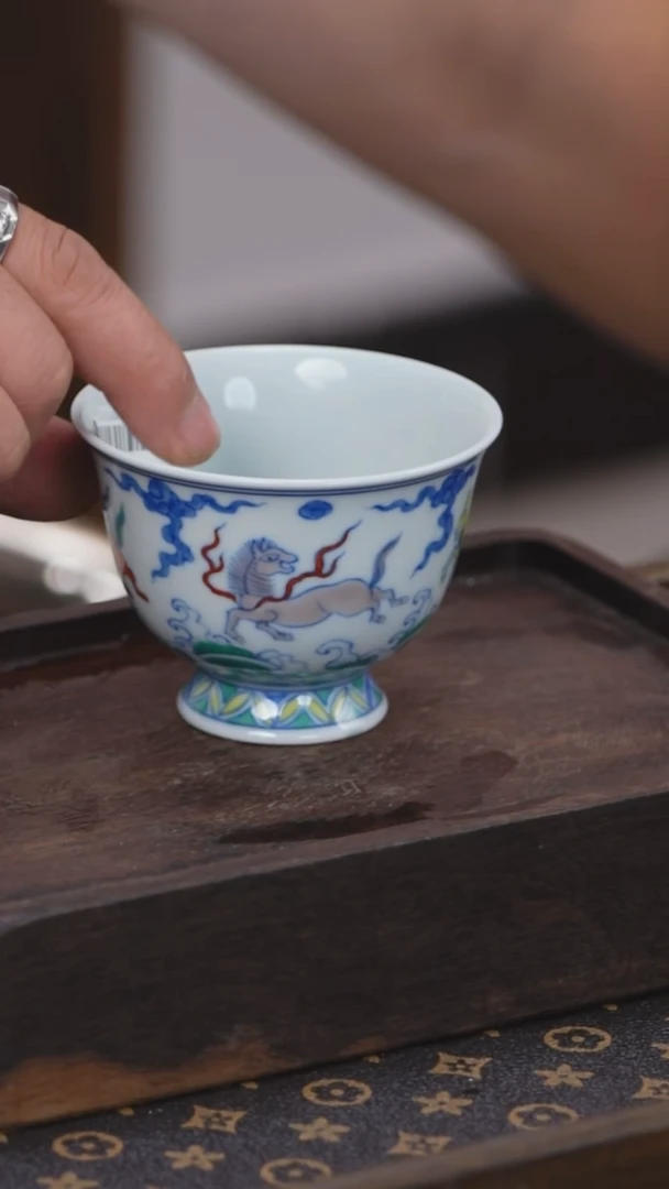 逍*子青花斗彩飞马单杯单杯