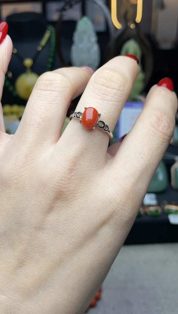 【闪购商品】南红玛瑙戒指银S925镶嵌戒指